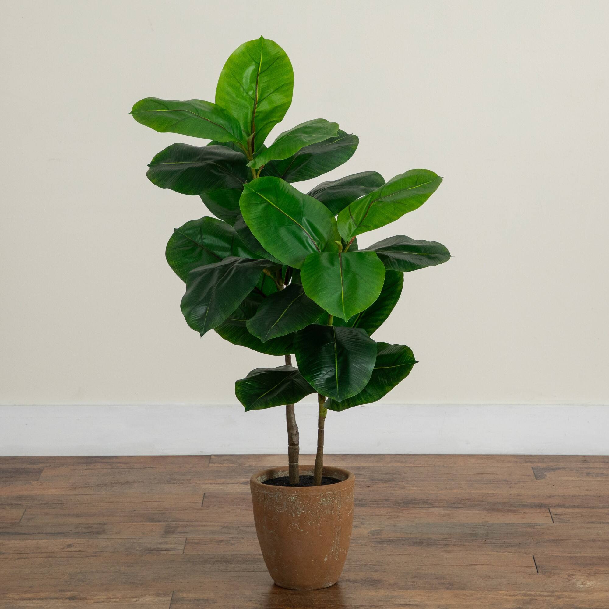 44" Artificial Rubber Tree in Decorative Planter